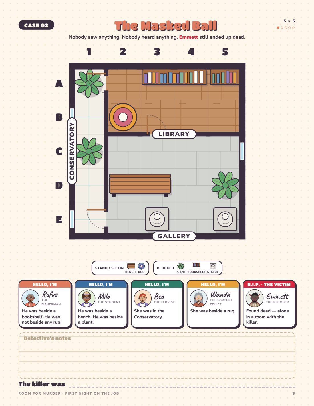 A page from the Room for Murder book with a gentle first case
